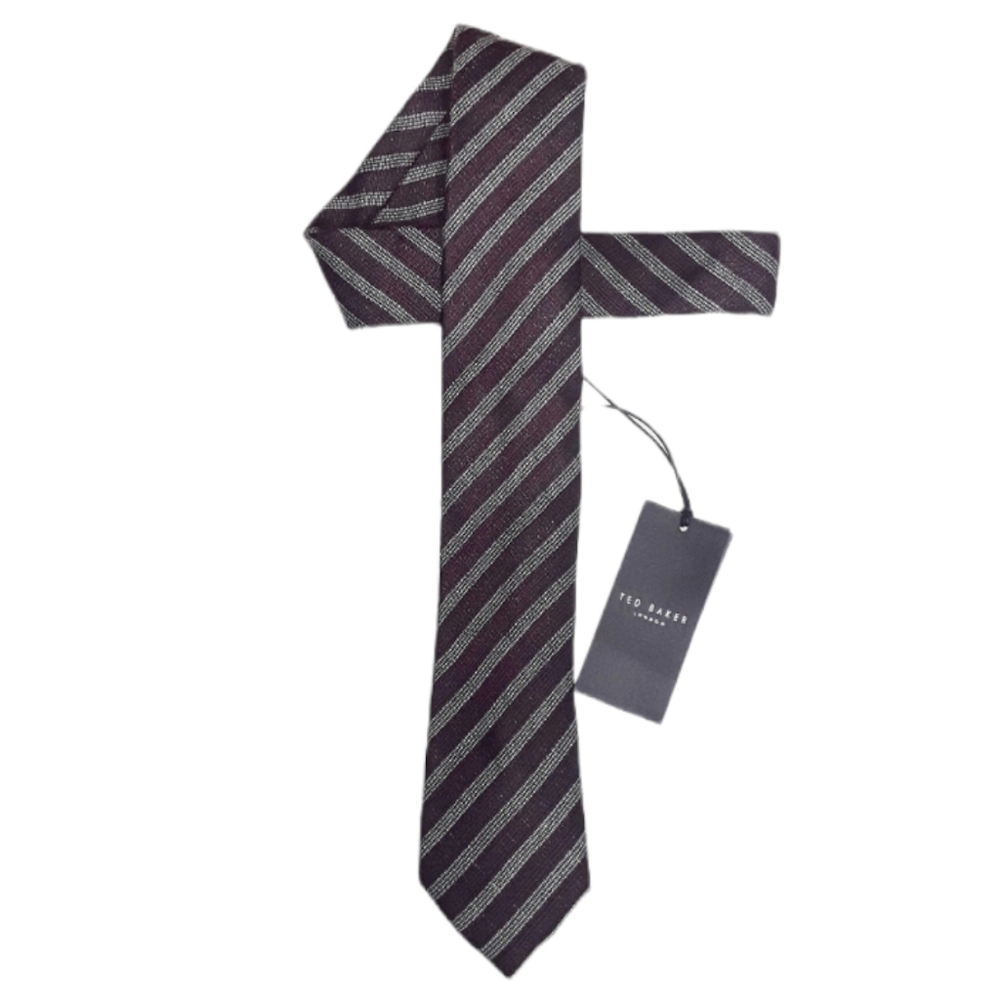 TED BAKER Purple & Gray Stripe 7 cm Primaa Tie NWT